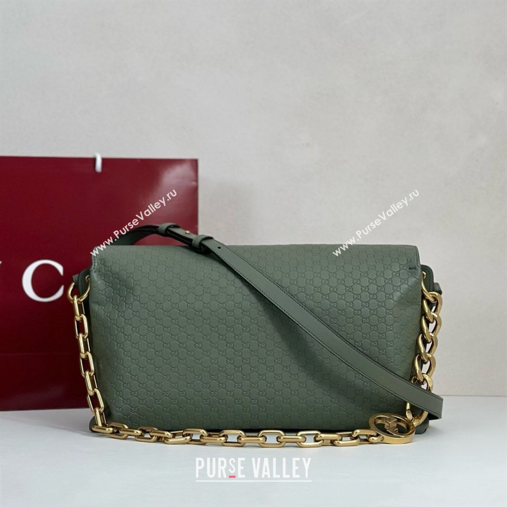 Gucci Large shoulder bag with chain in GG Leather Sage Green 2026 857362 (DLH-260127101)