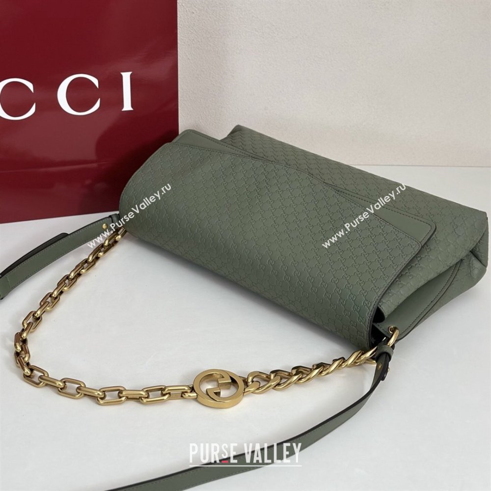 Gucci Large shoulder bag with chain in GG Leather Sage Green 2026 857362 (DLH-260127101)