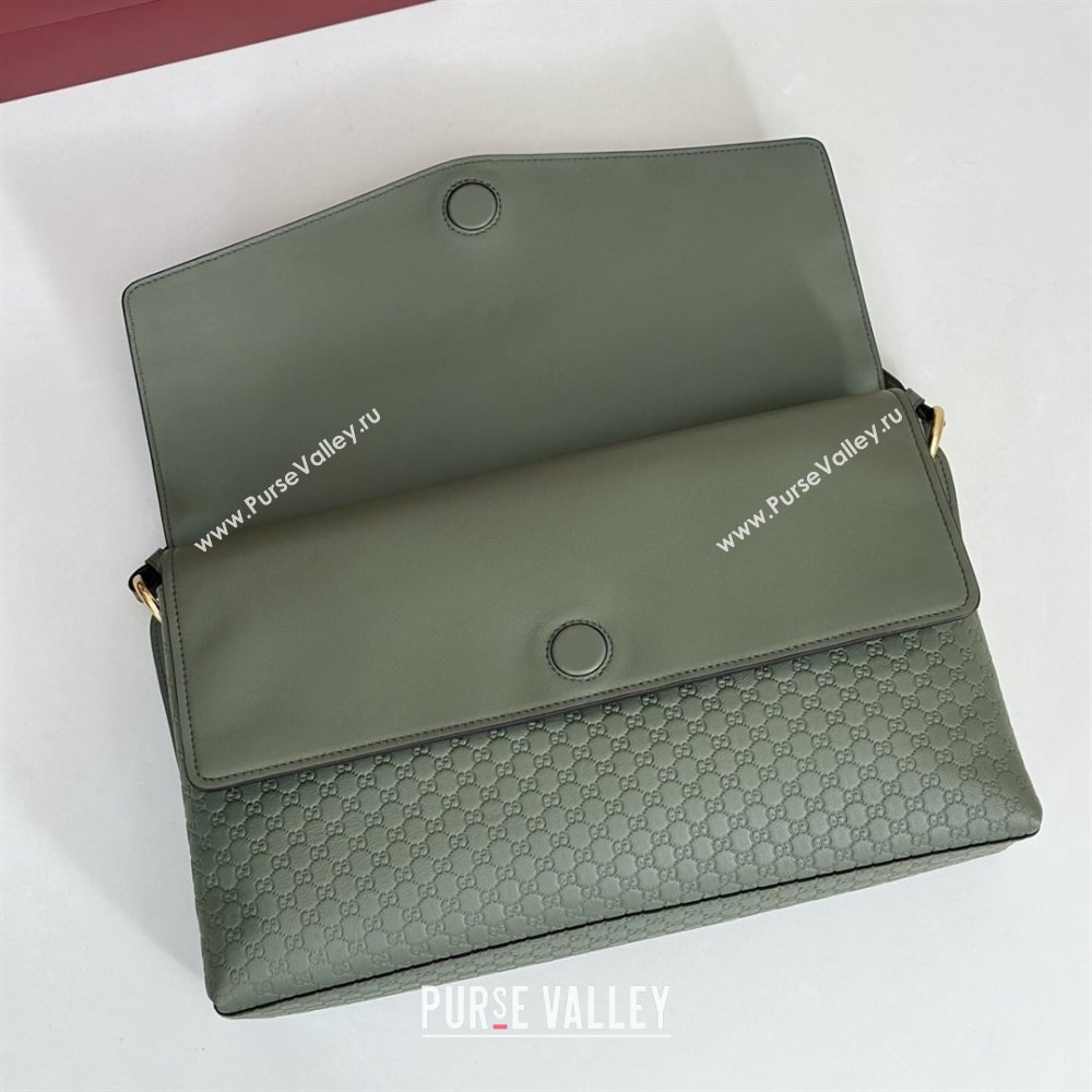 Gucci Large shoulder bag with chain in GG Leather Sage Green 2026 857362 (DLH-260127101)