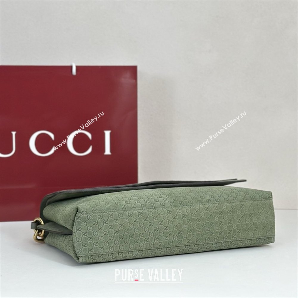 Gucci Large shoulder bag with chain in GG Suede Sage Green 2026 857362 (DLH-260127102)