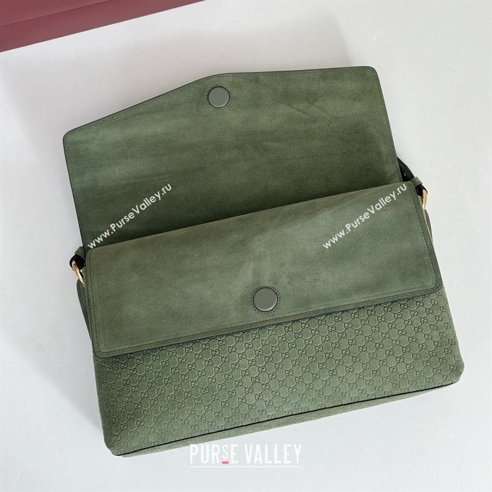 Gucci Large shoulder bag with chain in GG Suede Sage Green 2026 857362 (DLH-260127102)