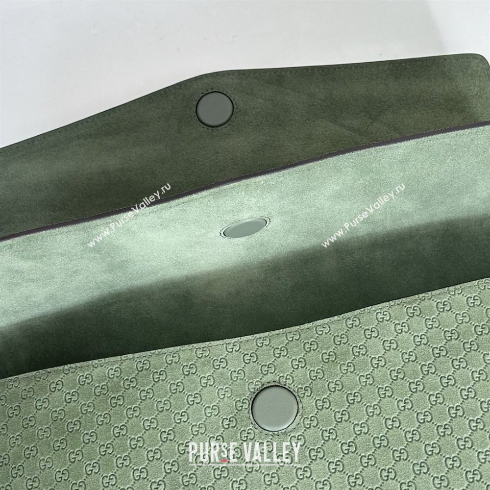 Gucci Large shoulder bag with chain in GG Suede Sage Green 2026 857362 (DLH-260127102)