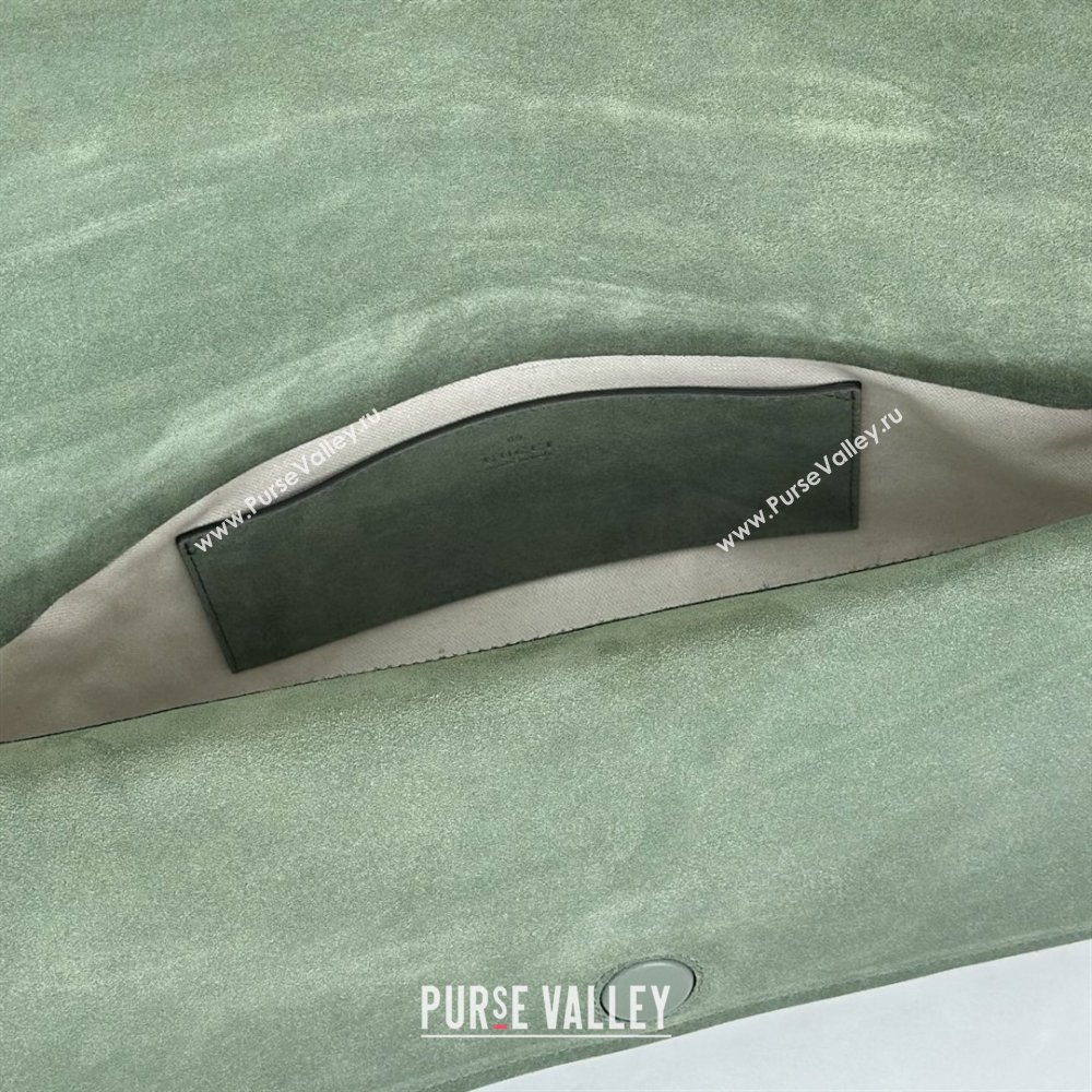 Gucci Large shoulder bag with chain in GG Suede Sage Green 2026 857362 (DLH-260127102)