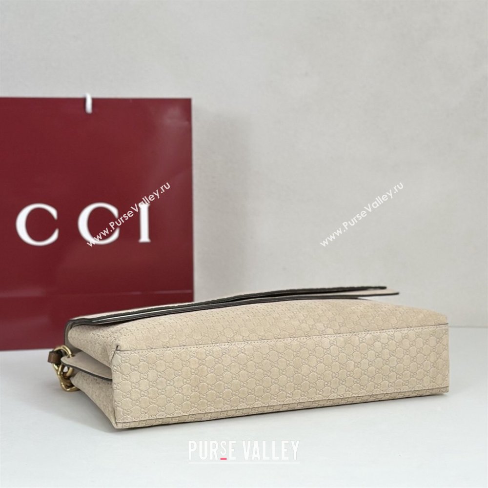 Gucci Large shoulder bag with chain in GG Suede Beige 2026 857362 (DLH-260127103)
