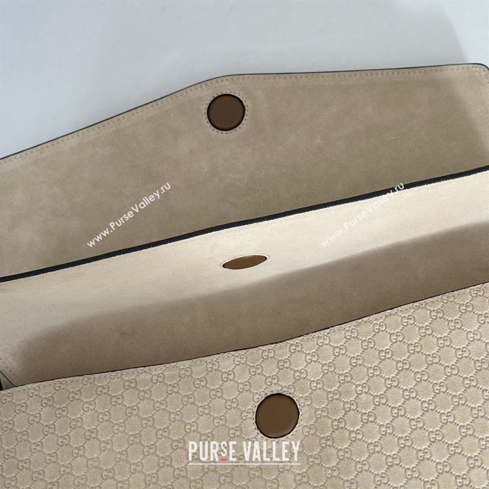 Gucci Large shoulder bag with chain in GG Suede Beige 2026 857362 (DLH-260127103)
