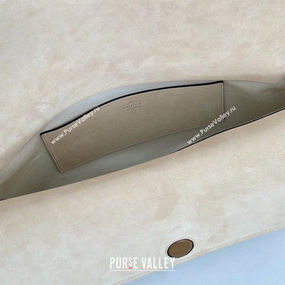 Gucci Large shoulder bag with chain in GG Suede Beige 2026 857362 (DLH-260127103)