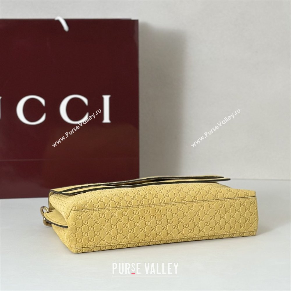 Gucci Medium shoulder bag with chain in GG Suede Mustard Yellow 2026 857622 (DLH-260128060)