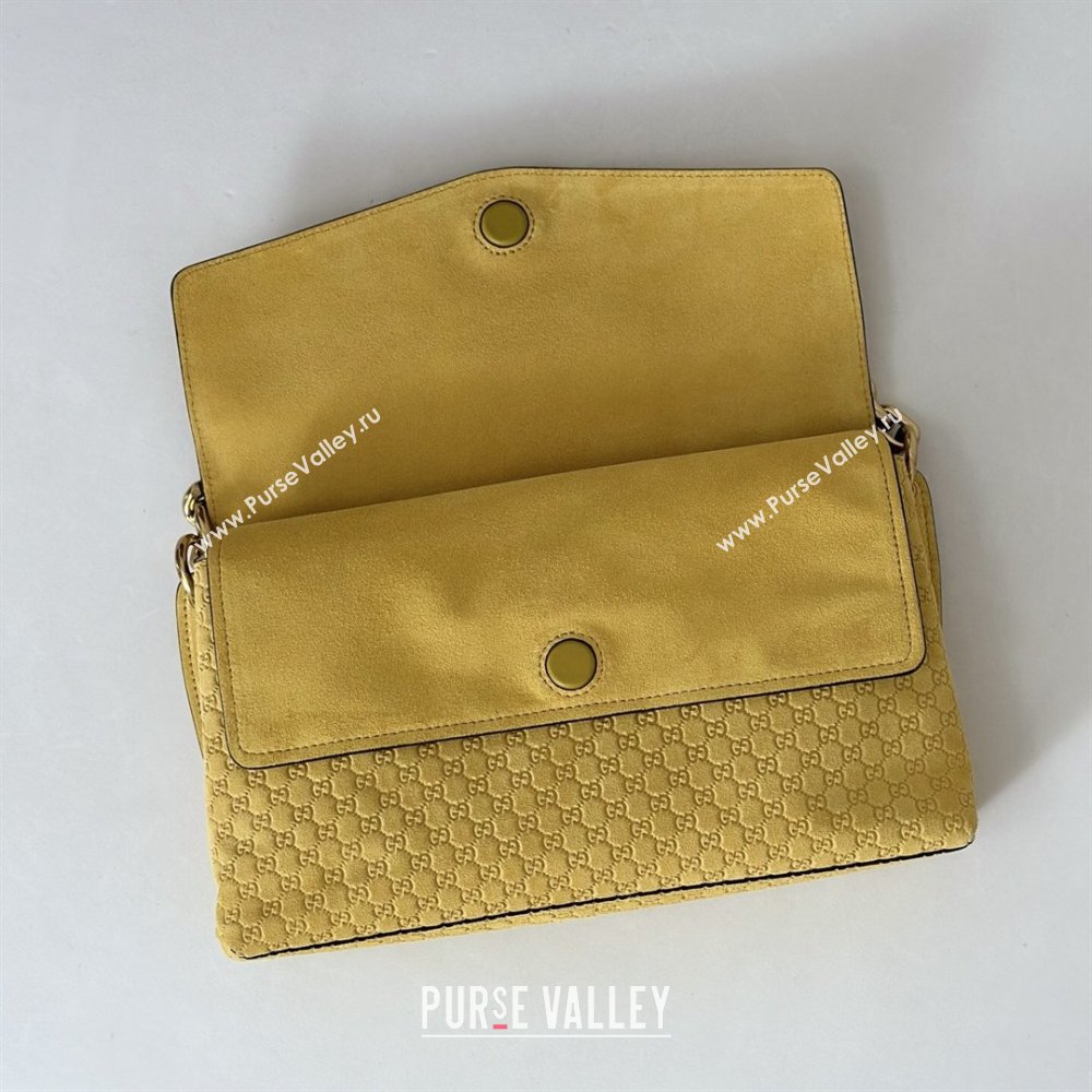 Gucci Medium shoulder bag with chain in GG Suede Mustard Yellow 2026 857622 (DLH-260128060)