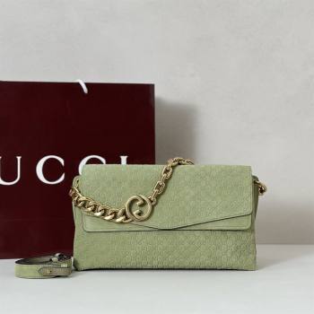 Gucci Medium shoulder bag with chain in GG Suede Dusty Green 2026 857622 (DLH-260128061)