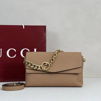 Gucci Medium shoulder bag with chain in GG Leather Light Brown 2026 857622 (DLH-260128059)