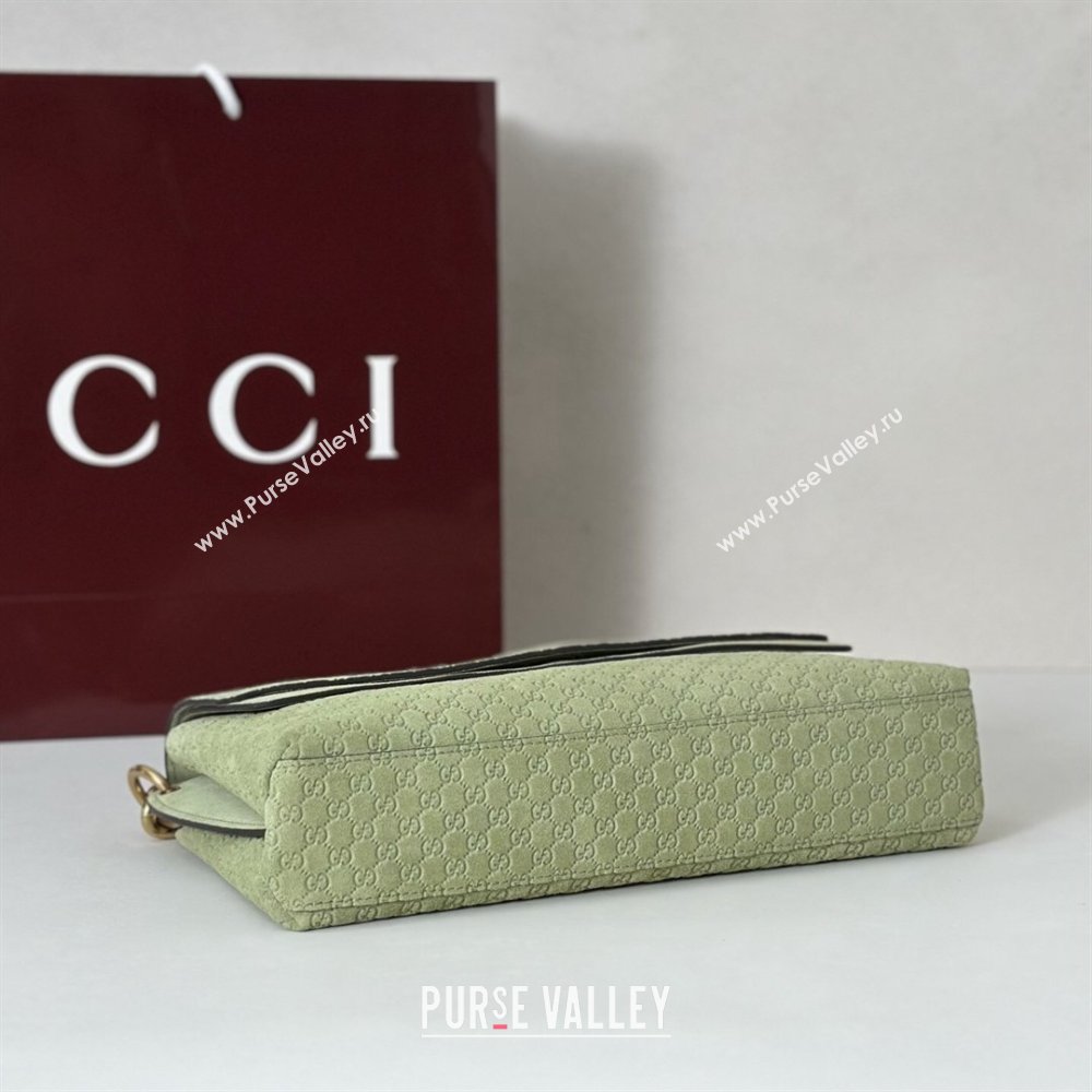 Gucci Medium shoulder bag with chain in GG Suede Dusty Green 2026 857622 (DLH-260128061)
