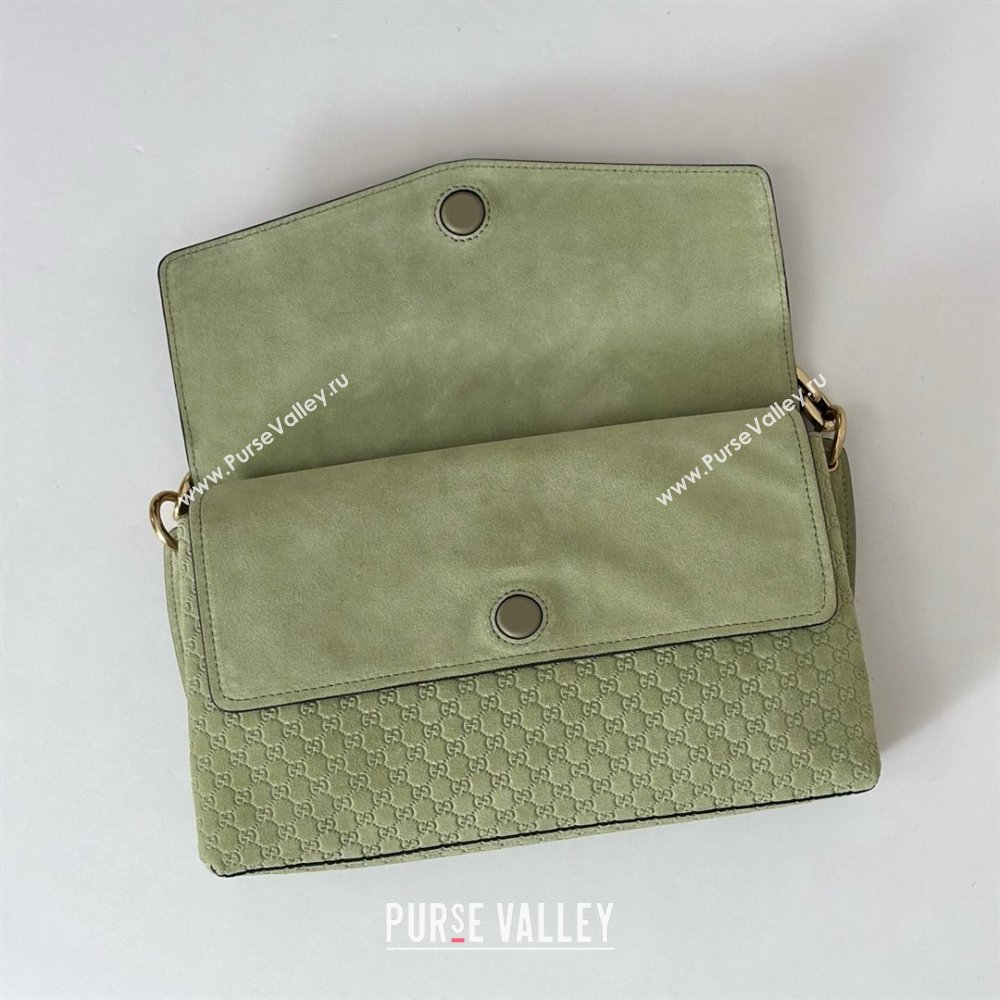 Gucci Medium shoulder bag with chain in GG Suede Dusty Green 2026 857622 (DLH-260128061)