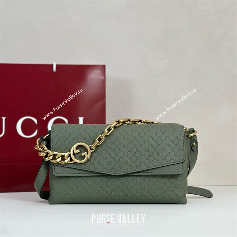 Gucci Medium shoulder bag with chain in GG Leather Sage Green 2026 857622 (DLH-260128062)