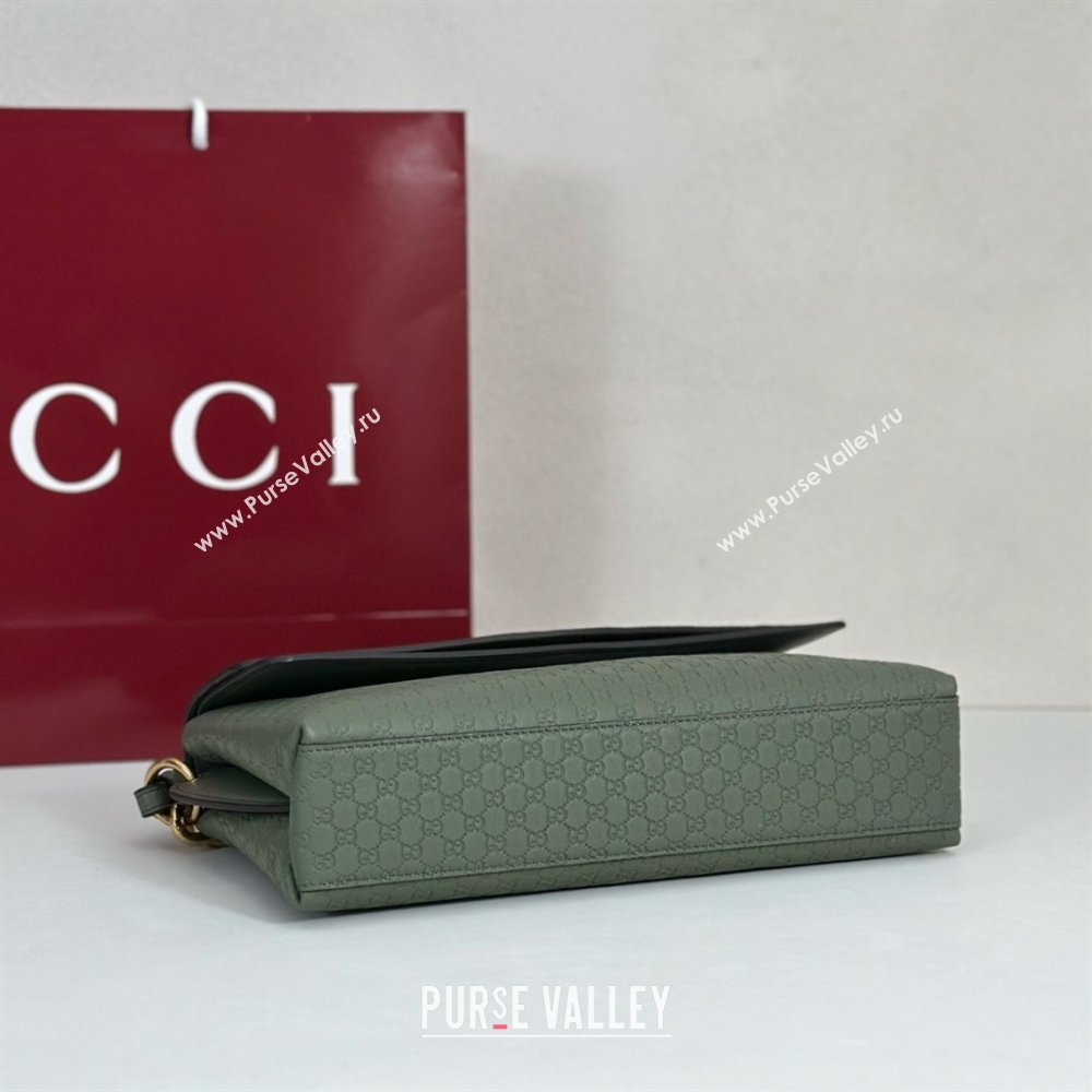 Gucci Medium shoulder bag with chain in GG Leather Sage Green 2026 857622 (DLH-260128062)