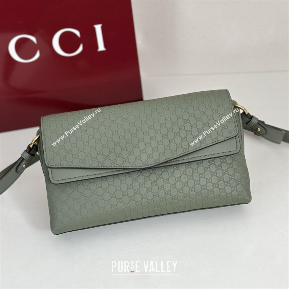 Gucci Medium shoulder bag with chain in GG Leather Sage Green 2026 857622 (DLH-260128062)