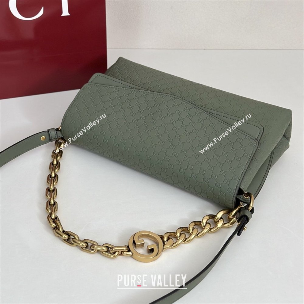 Gucci Medium shoulder bag with chain in GG Leather Sage Green 2026 857622 (DLH-260128062)