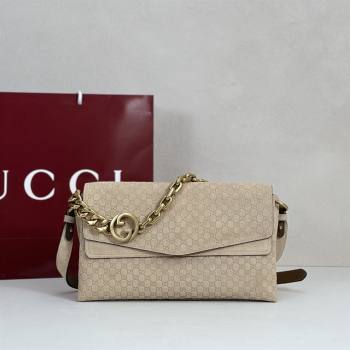 Gucci Medium shoulder bag with chain in GG Suede Beige 2026 857622 (DLH-260128063)