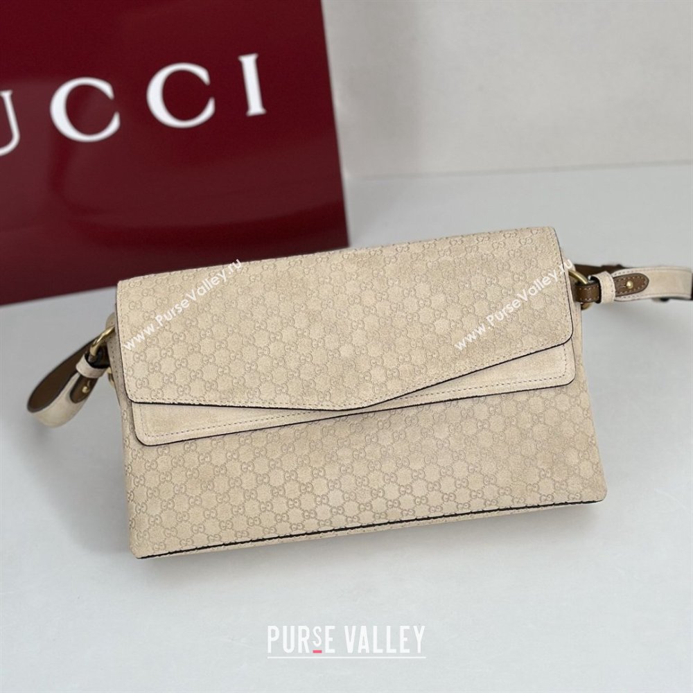 Gucci Medium shoulder bag with chain in GG Suede Beige 2026 857622 (DLH-260128063)