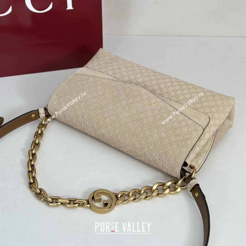 Gucci Medium shoulder bag with chain in GG Suede Beige 2026 857622 (DLH-260128063)