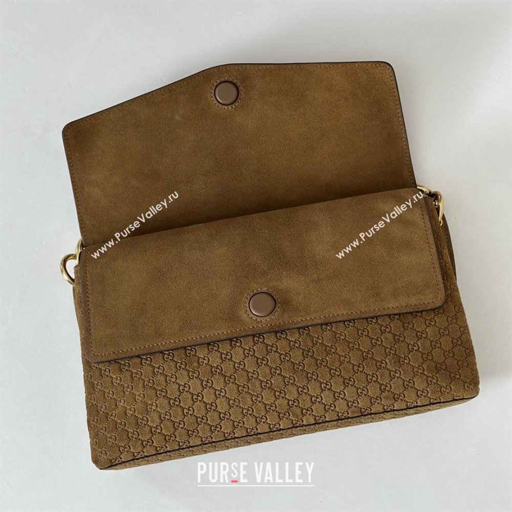 Gucci Medium shoulder bag with chain in GG Suede Brown 2026 857622 (DLH-260128064)