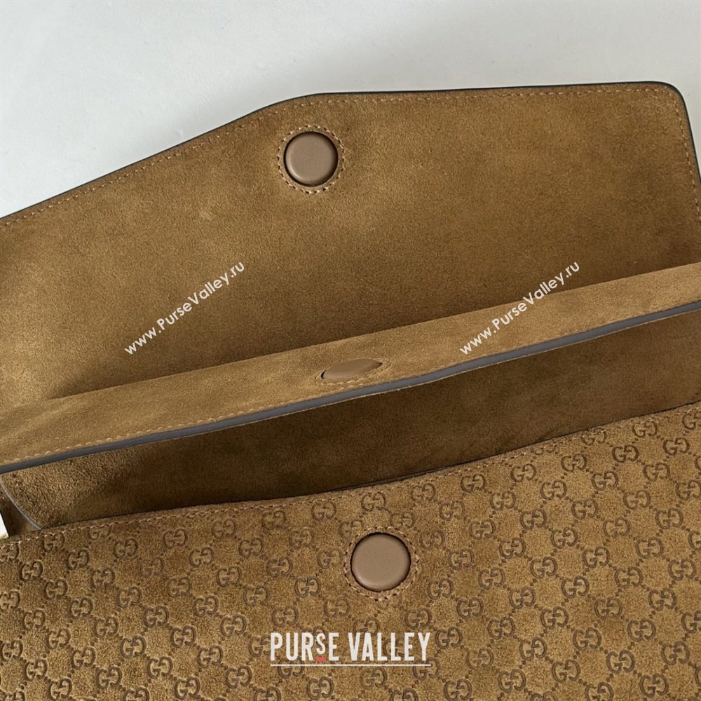 Gucci Medium shoulder bag with chain in GG Suede Brown 2026 857622 (DLH-260128064)