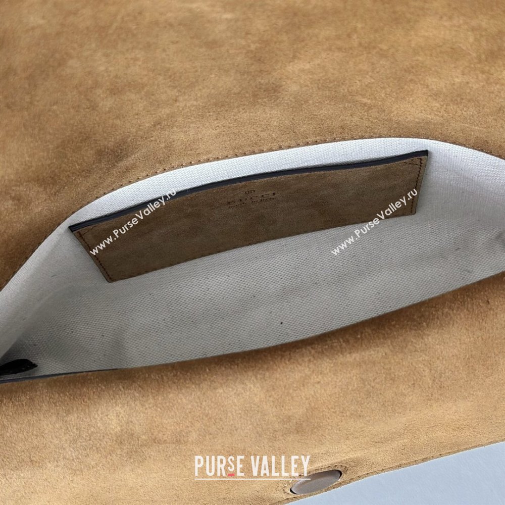 Gucci Medium shoulder bag with chain in GG Suede Brown 2026 857622 (DLH-260128064)