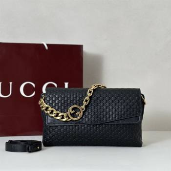 Gucci Medium shoulder bag with chain in GG Leather Black 2026 857622 (DLH-260128065)