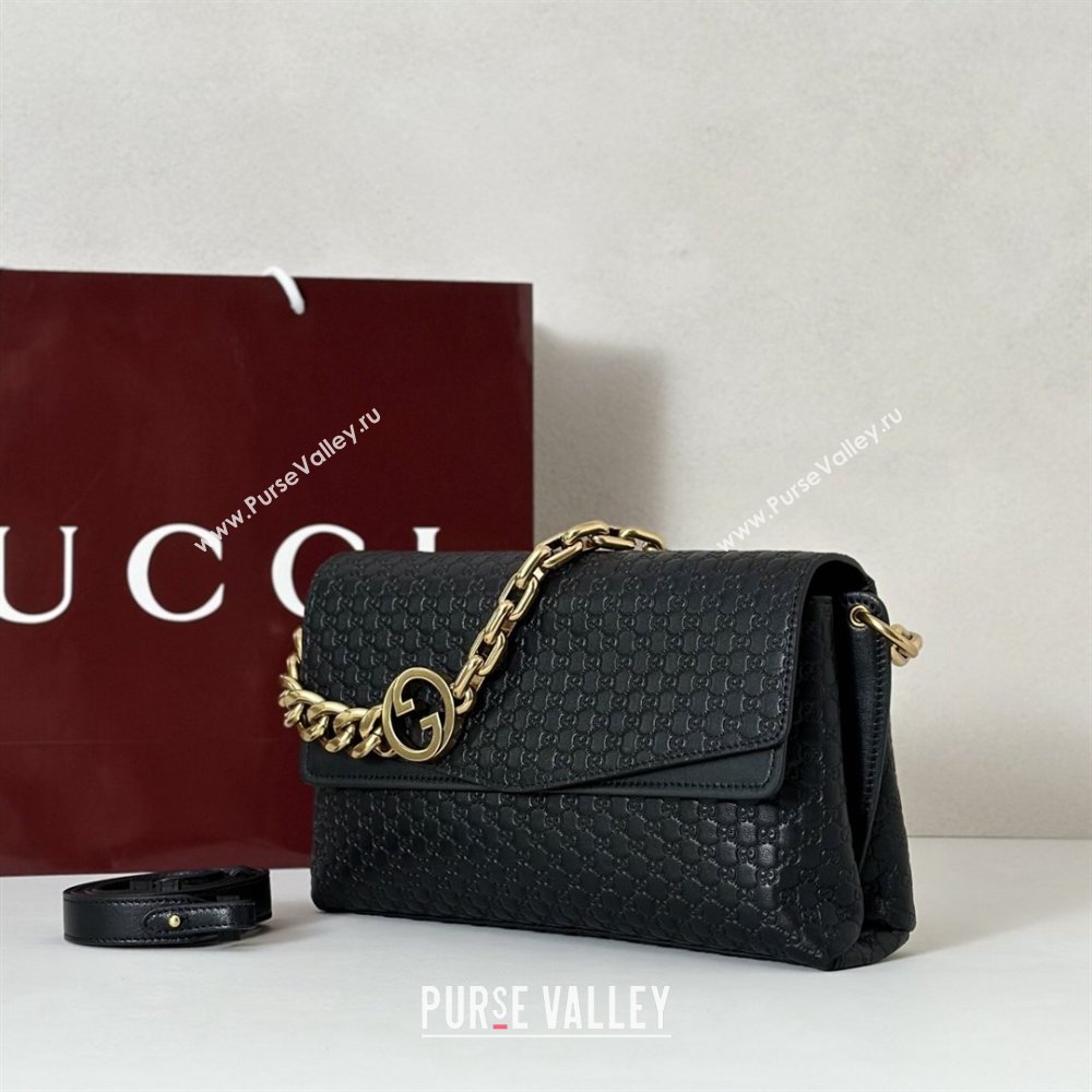 Gucci Medium shoulder bag with chain in GG Leather Black 2026 857622 (DLH-260128065)