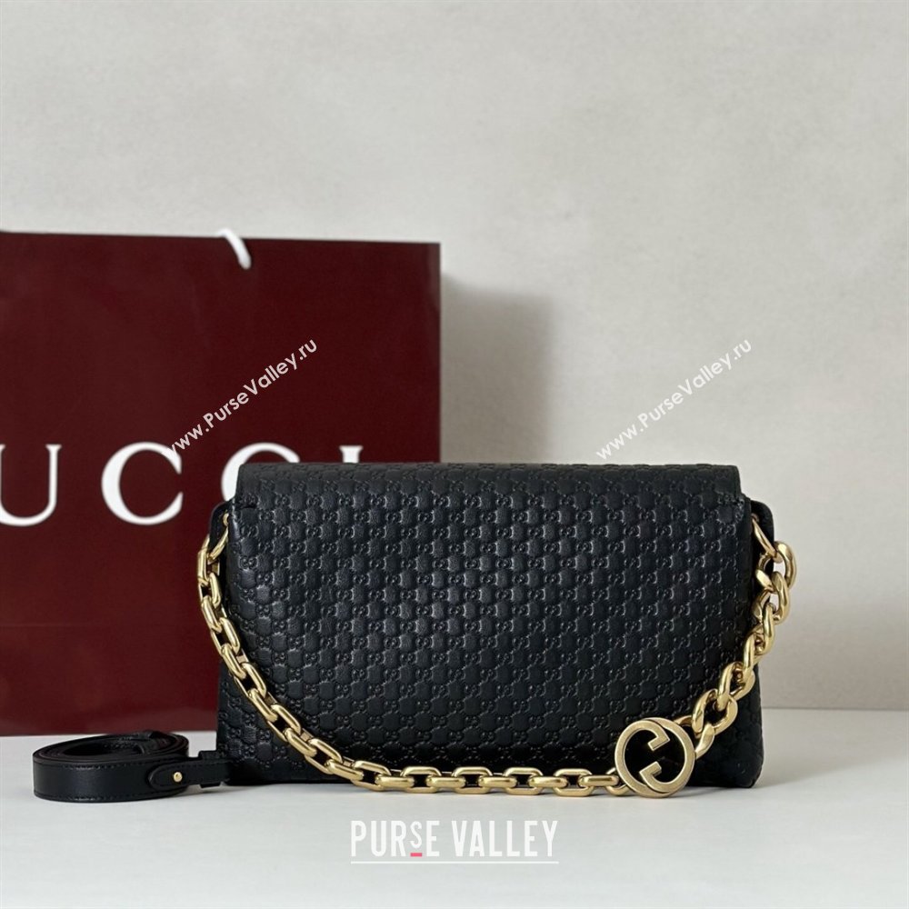 Gucci Medium shoulder bag with chain in GG Leather Black 2026 857622 (DLH-260128065)
