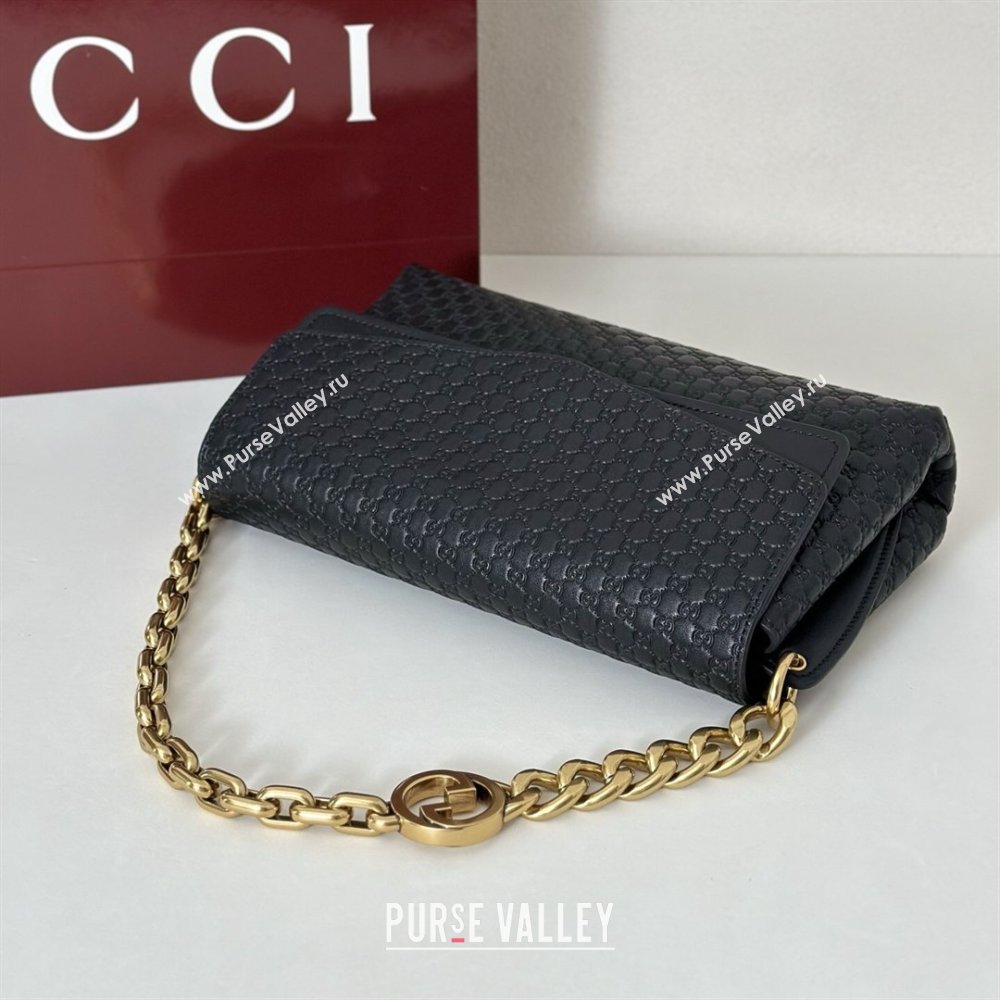 Gucci Medium shoulder bag with chain in GG Leather Black 2026 857622 (DLH-260128065)