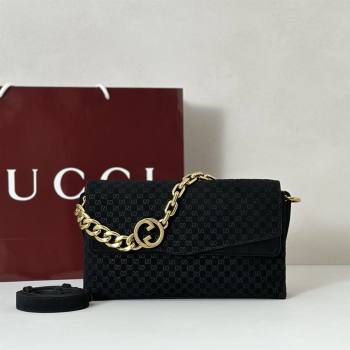 Gucci Medium shoulder bag with chain in GG Suede Black 2026 857622 (DLH-260128066)