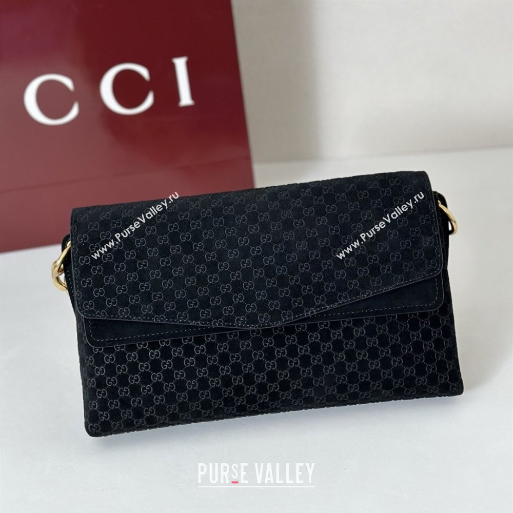 Gucci Medium shoulder bag with chain in GG Suede Black 2026 857622 (DLH-260128066)