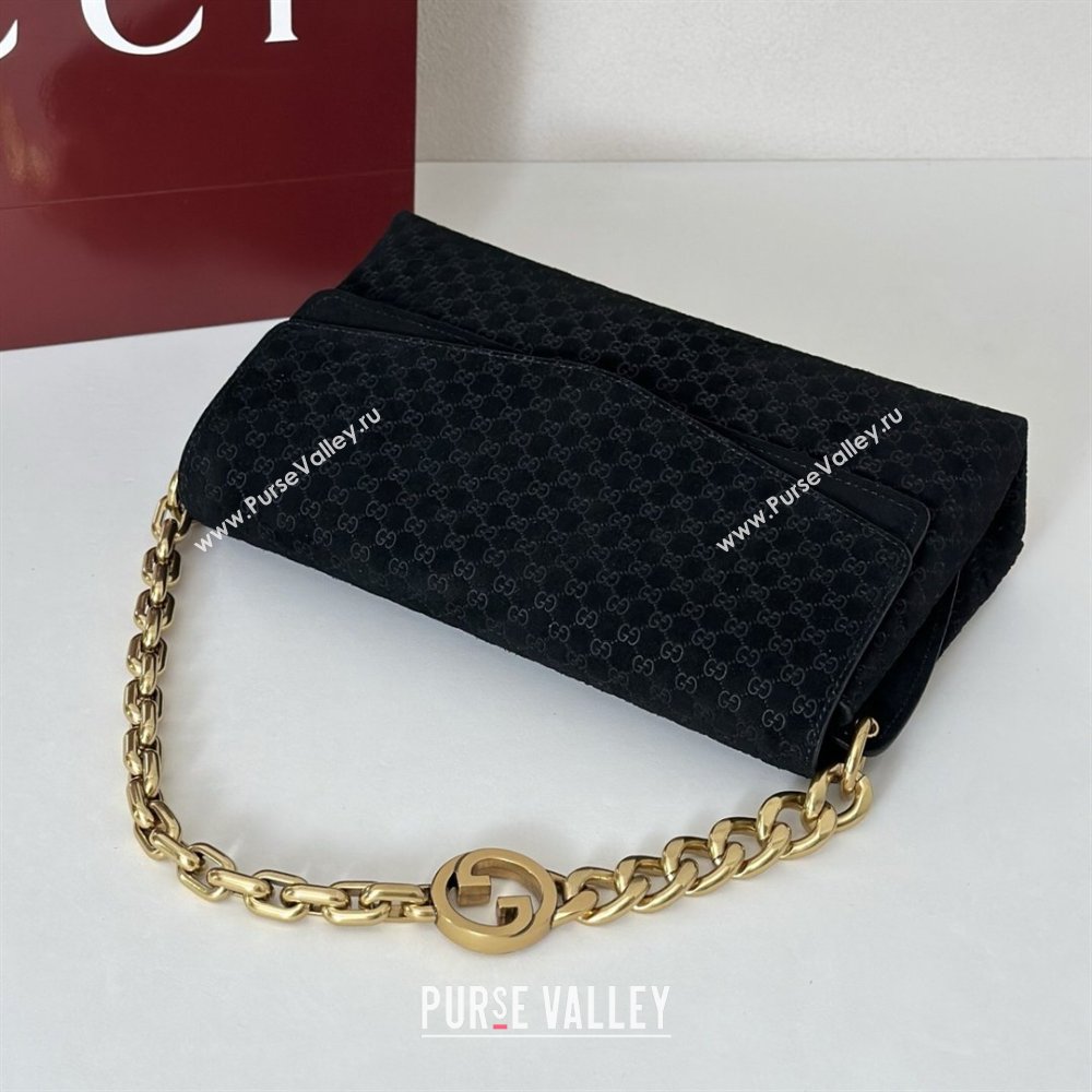 Gucci Medium shoulder bag with chain in GG Suede Black 2026 857622 (DLH-260128066)