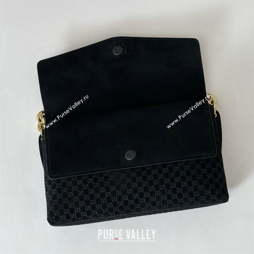 Gucci Medium shoulder bag with chain in GG Suede Black 2026 857622 (DLH-260128066)