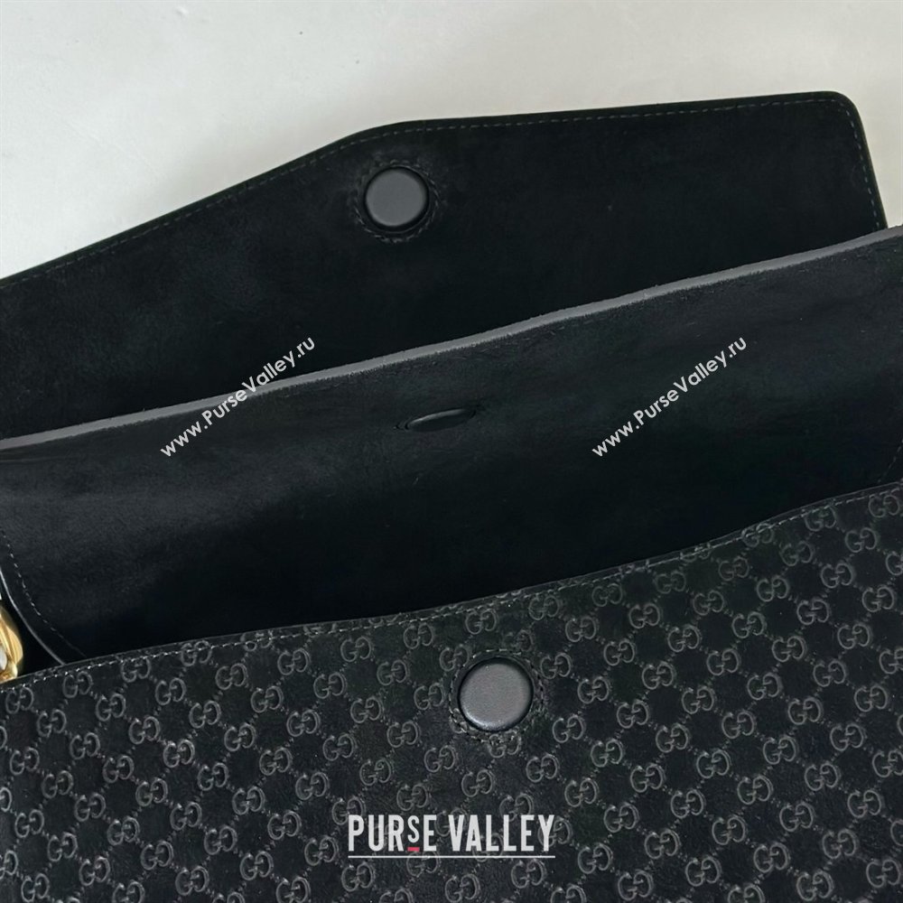 Gucci Medium shoulder bag with chain in GG Suede Black 2026 857622 (DLH-260128066)