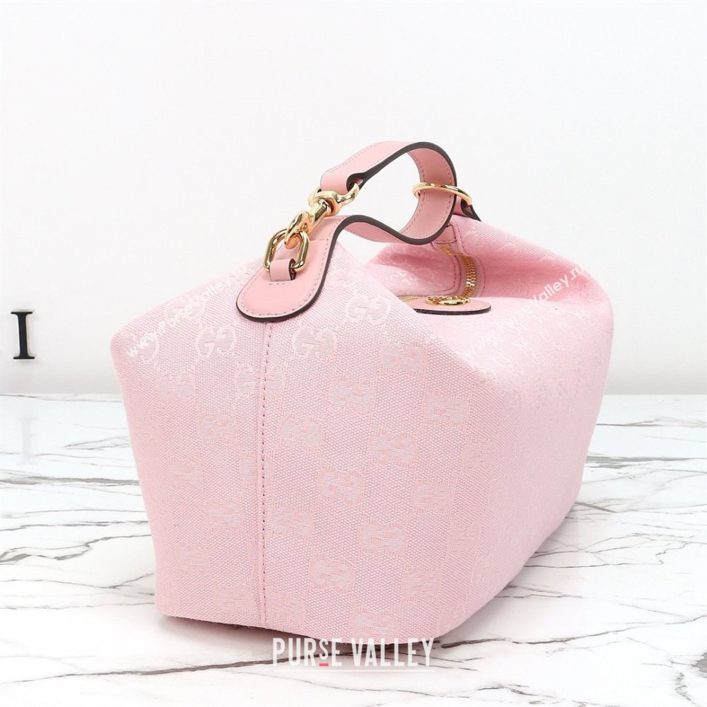 Gucci Vanity medium top handle bag in GG Canvas Pink 2026 857799 (DLH-260128019)
