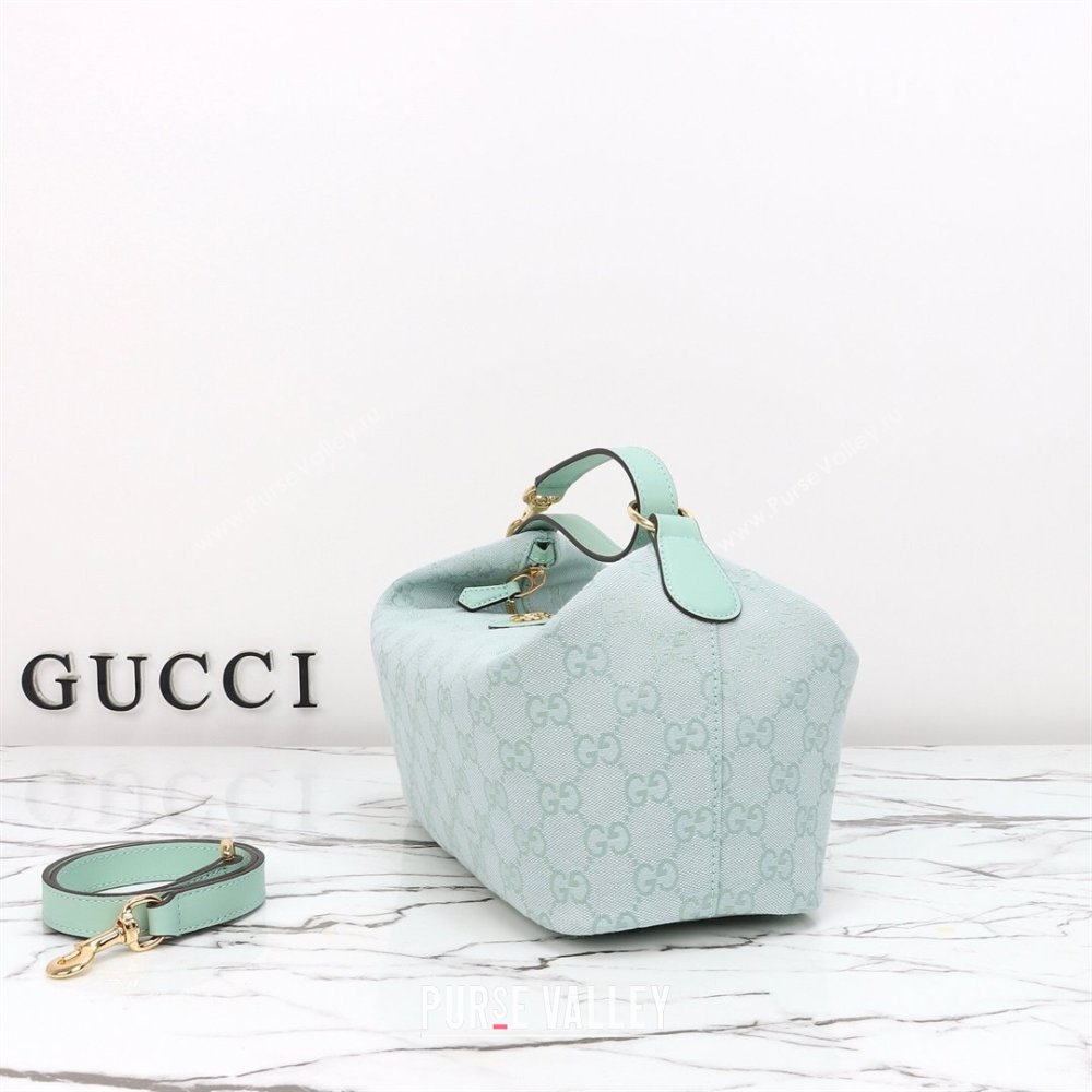 Gucci Vanity medium top handle bag in GG Canvas Icy Blue 2026 857799 (DLH-260128018)