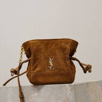 Saint Laurent Jamie Mini Shoulder Pouch Bag in Suede Caramel 2026 859174 (YY-260119064)