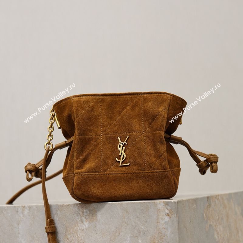 Saint Laurent Jamie Mini Shoulder Pouch Bag in Suede Caramel 2026 859174 (YY-260119064)