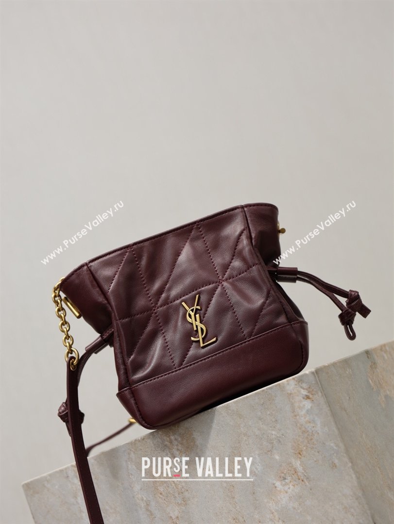 Saint Laurent Jamie Mini Shoulder Pouch Bag in Lambskin Leather Burgundy 2026 859174 (YY-260119066)