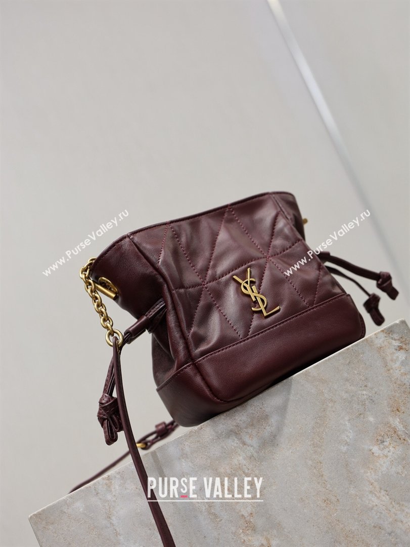 Saint Laurent Jamie Mini Shoulder Pouch Bag in Lambskin Leather Burgundy 2026 859174 (YY-260119066)