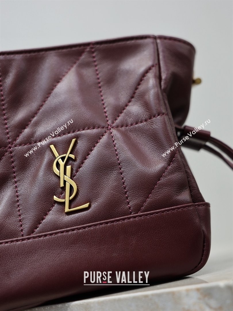 Saint Laurent Jamie Mini Shoulder Pouch Bag in Lambskin Leather Burgundy 2026 859174 (YY-260119066)