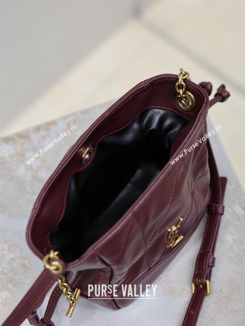 Saint Laurent Jamie Mini Shoulder Pouch Bag in Lambskin Leather Burgundy 2026 859174 (YY-260119066)