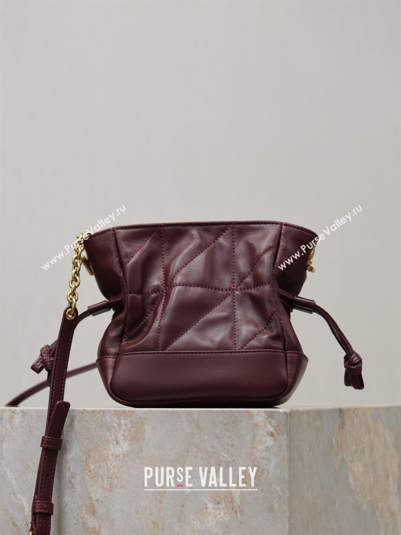 Saint Laurent Jamie Mini Shoulder Pouch Bag in Lambskin Leather Burgundy 2026 859174 (YY-260119066)