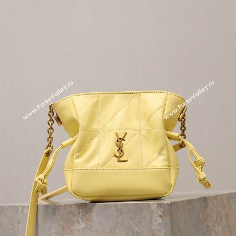 Saint Laurent Jamie Mini Shoulder Pouch Bag in Lambskin Leather Lemon Yellow 2026 859174 (YY-260119067)