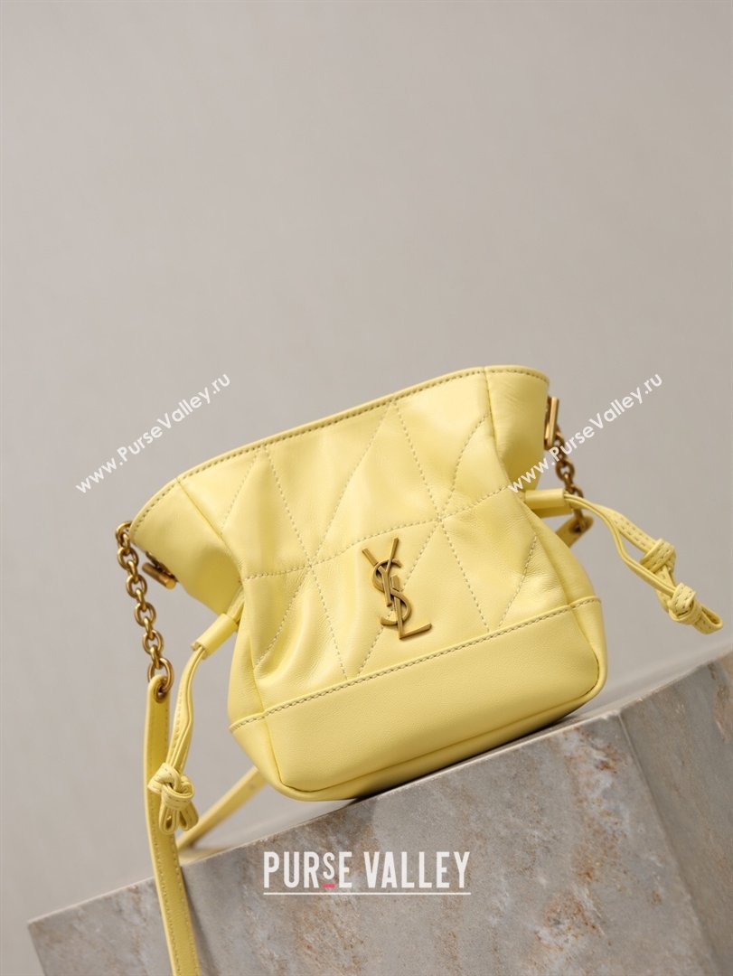 Saint Laurent Jamie Mini Shoulder Pouch Bag in Lambskin Leather Lemon Yellow 2026 859174 (YY-260119067)