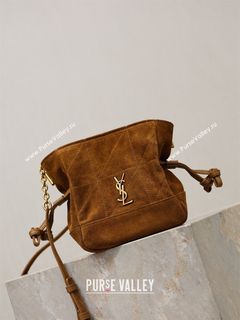 Saint Laurent Jamie Mini Shoulder Pouch Bag in Suede Caramel 2026 859174 (YY-260119064)