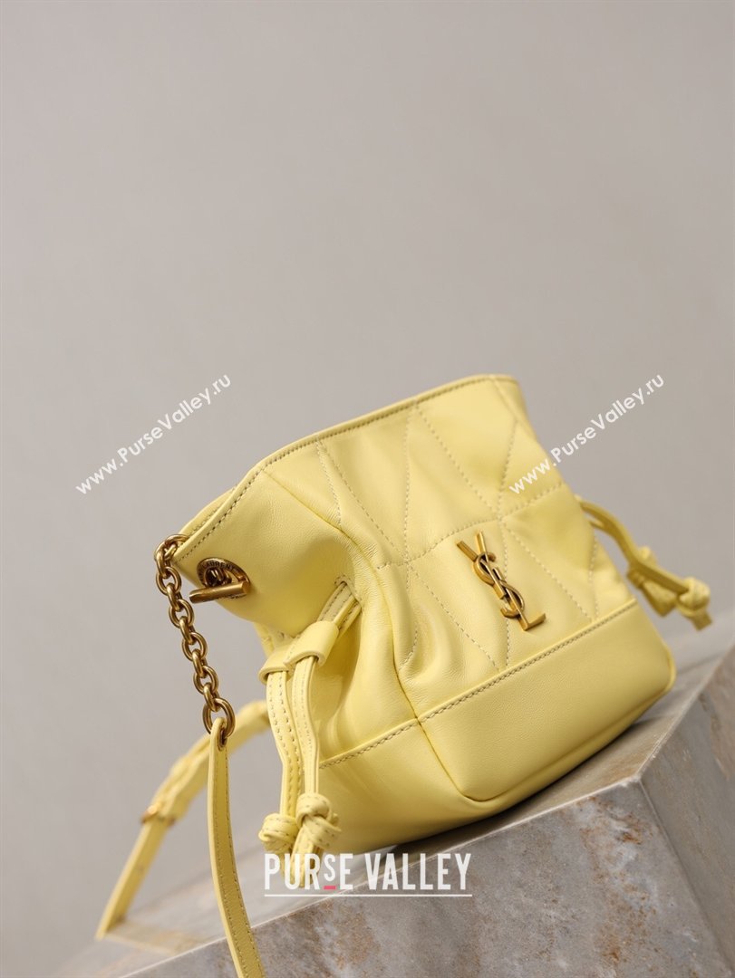 Saint Laurent Jamie Mini Shoulder Pouch Bag in Lambskin Leather Lemon Yellow 2026 859174 (YY-260119067)
