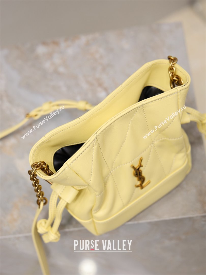 Saint Laurent Jamie Mini Shoulder Pouch Bag in Lambskin Leather Lemon Yellow 2026 859174 (YY-260119067)