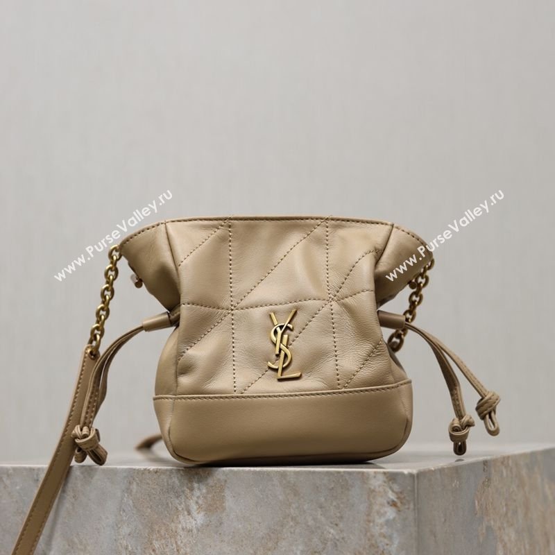 Saint Laurent Jamie Mini Shoulder Pouch Bag in Lambskin Leather Apricot 2026 859174 (YY-260119068)